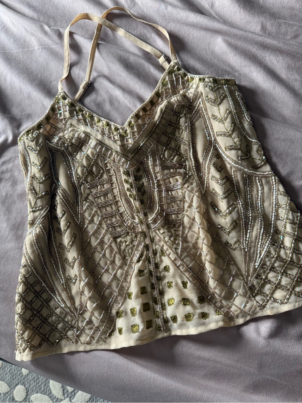 BUCKLE BKE BOUTIQUE Embellished Cream Beaded Cami Top